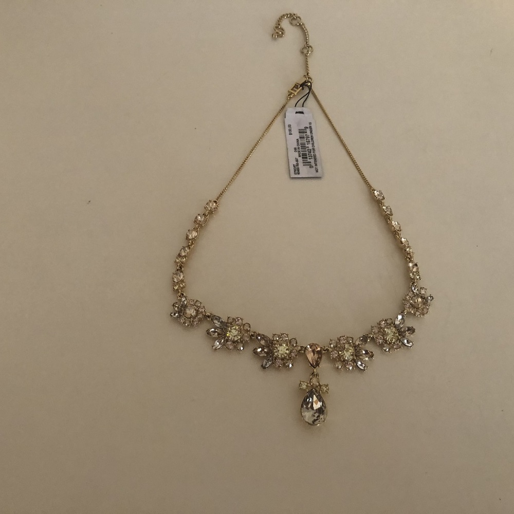 Givench Silk  Multi Stone Gold Tone Necklace